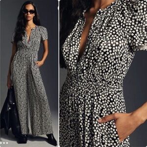 Black and White Floral Anthropologie Somerset Jumpsuit